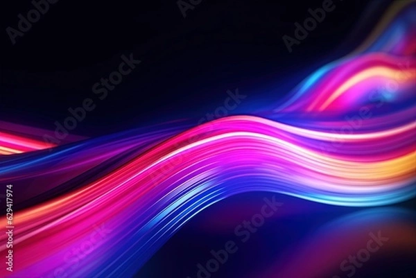 Fototapeta abstract futuristic background with pink blue glowing neon moving high speed wave lines and bokeh lights. Data transfer concept Fantastic wallpaper