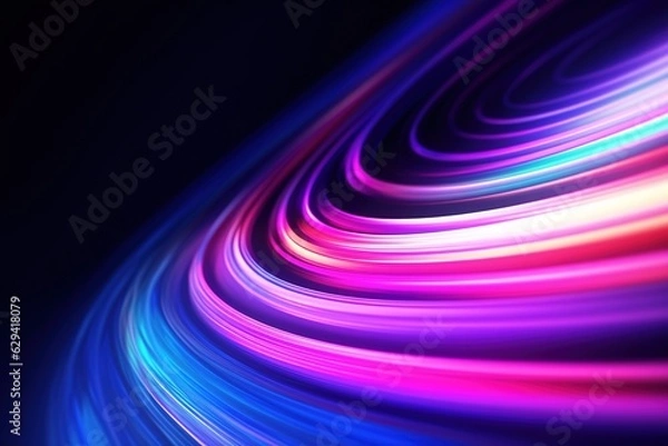 Fototapeta abstract futuristic background with pink blue glowing neon moving high speed wave lines and bokeh lights. Data transfer concept Fantastic wallpaper