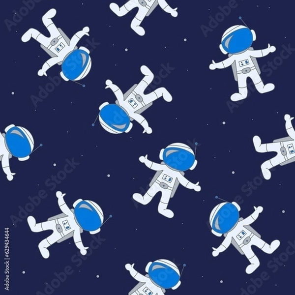 Obraz Astronaut in space seamless pattern for kids