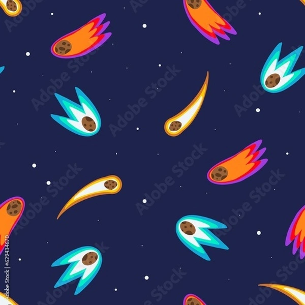 Obraz Comets in space seamless patterns for kids
