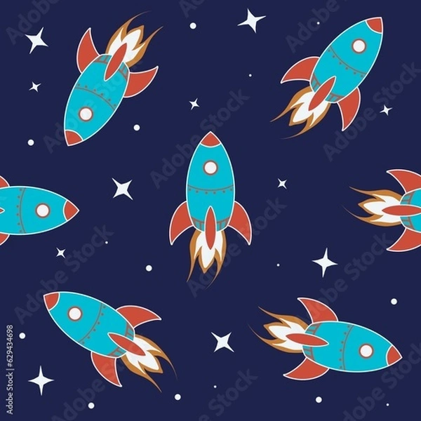 Obraz Rocket space seamless pattern for kids