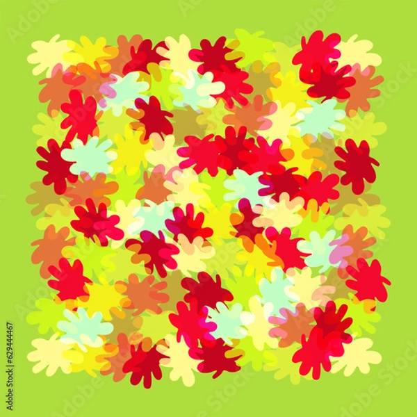 Fototapeta Autumn background multicolored transparent leaves, Scarf with autumn pattern