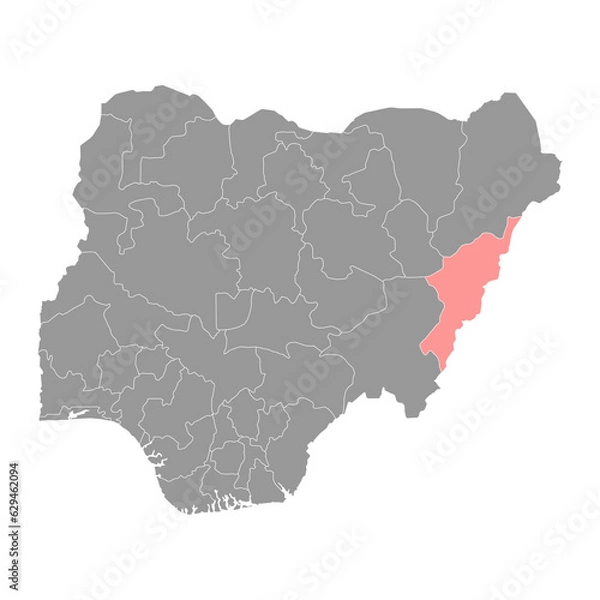Fototapeta Adamawa state map, administrative division of the country of Nigeria. Vector illustration.