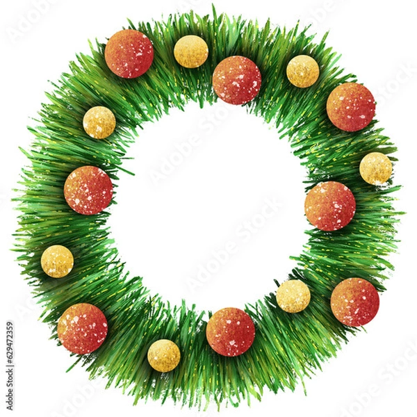 Obraz Christmas wreath isolated on white background