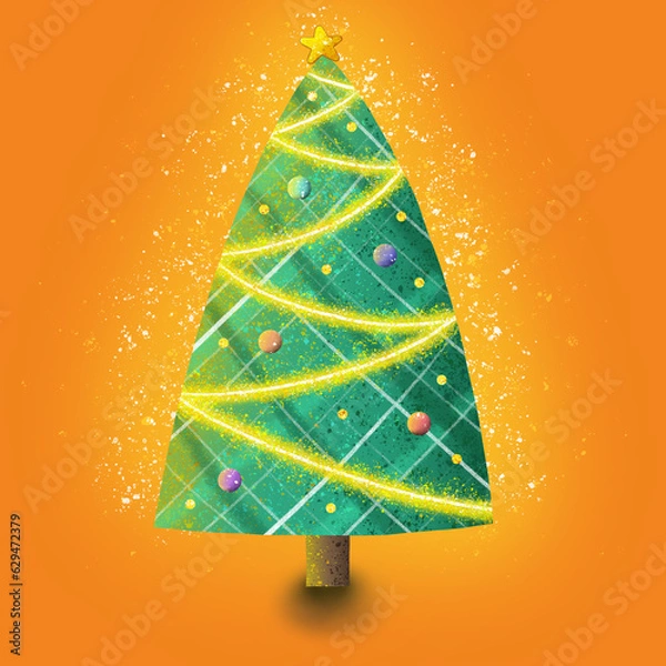 Obraz Christmas tree on orange background 