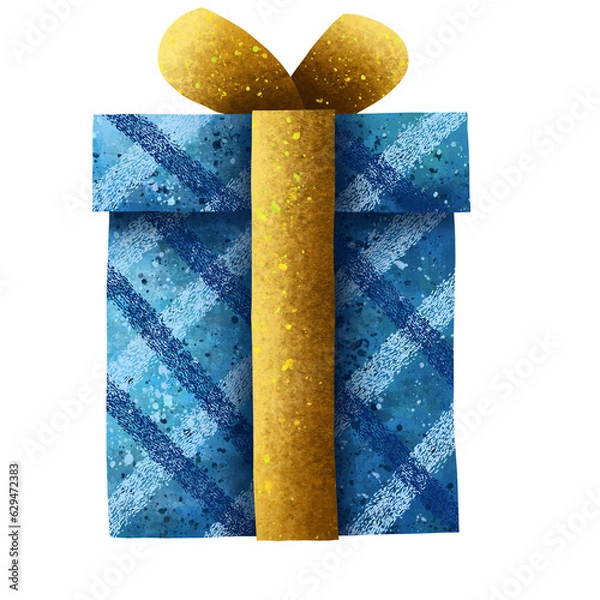 Obraz blue gift box with ribbon