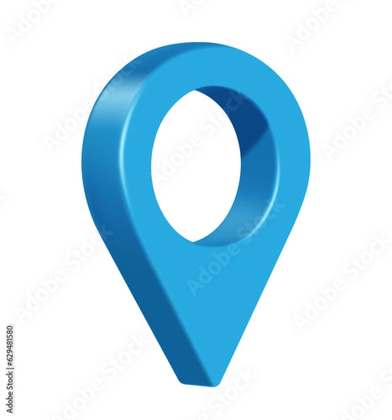 Fototapeta blue pin location side view on transparent background