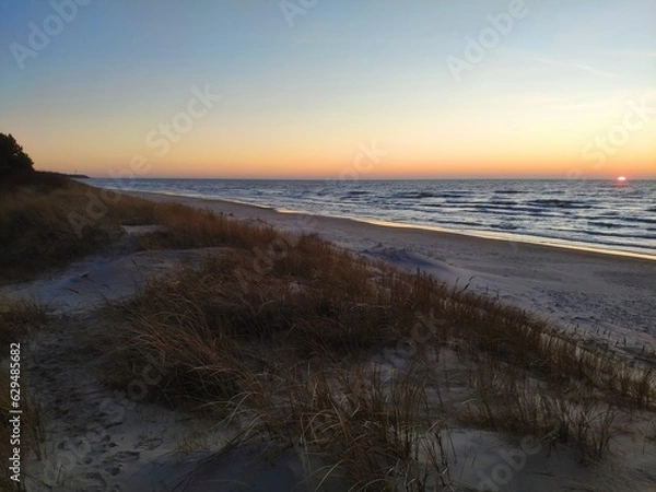 Obraz Beach with sand sea and blue sky shore
