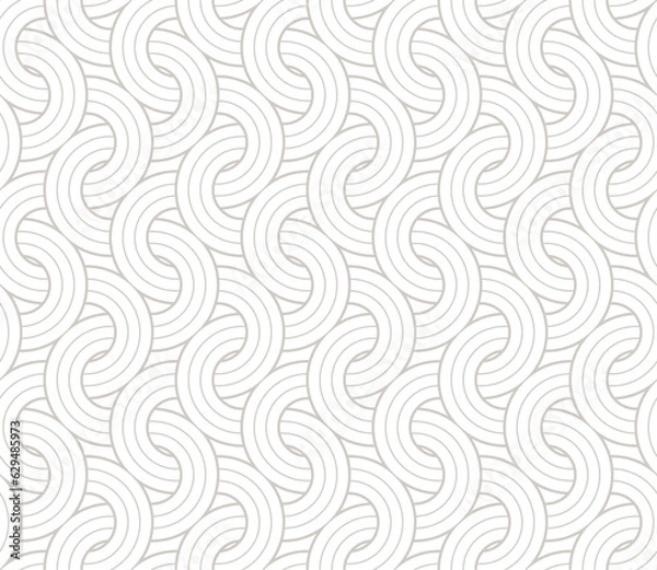 Obraz Vector cream colour geometric fabric waves seamless texture.  White background.