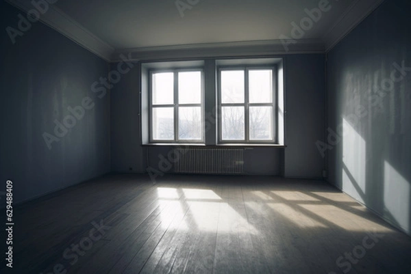 Fototapeta Empty room with window light generative AI