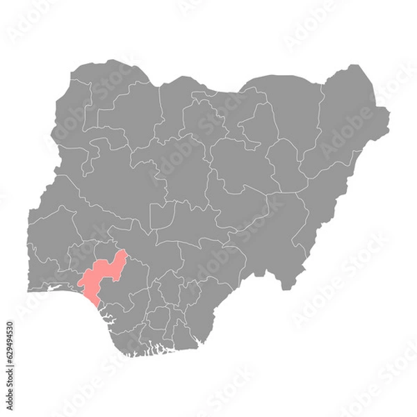 Fototapeta Ondo state map, administrative division of the country of Nigeria. Vector illustration.