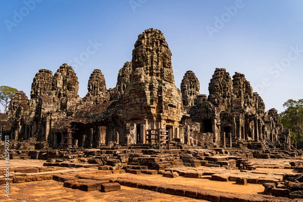 Fototapeta Ancient Khmer temple ruins. Bayon Buddhist temple. Angkor. Cambodia