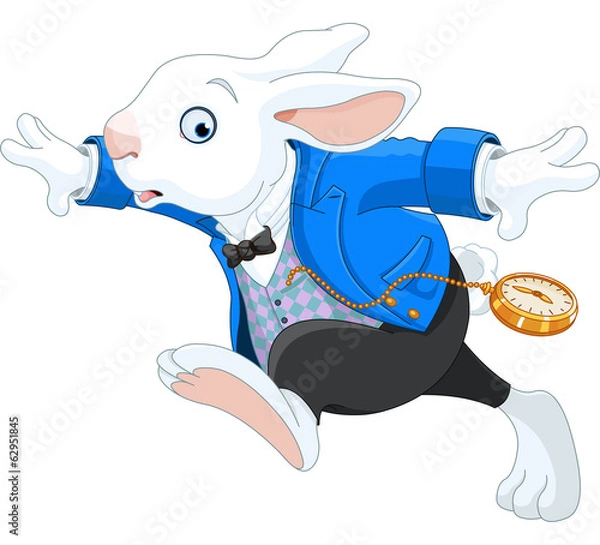 Obraz Biegnący biały królik