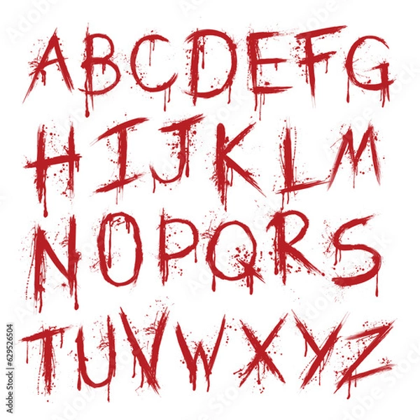 Fototapeta Blood splash lines English letters alphabet