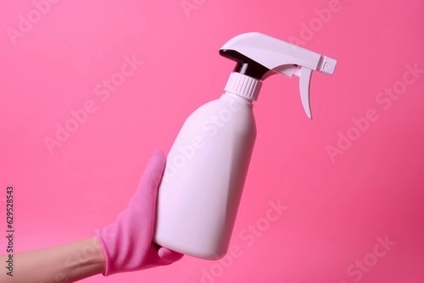 Obraz Hand rubber clean sprayer home. Generate ai
