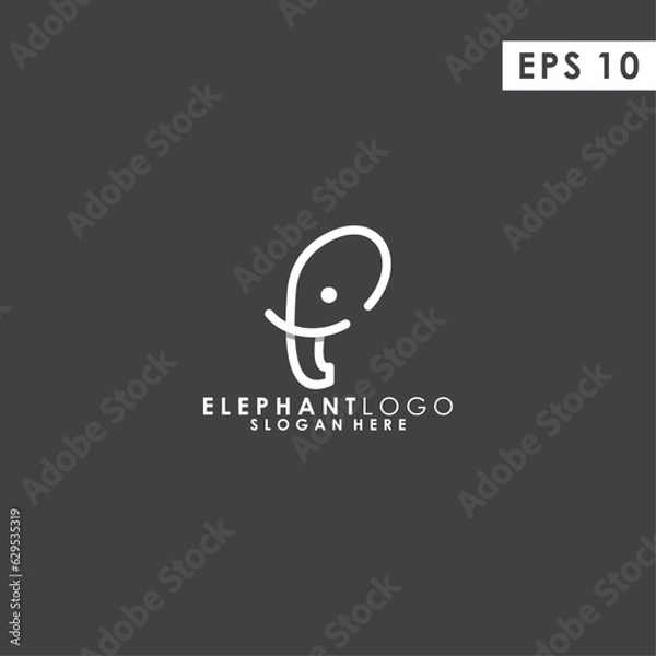 Fototapeta Line Of Elephant Head Modern Logo Design Vector Template With Flat Style