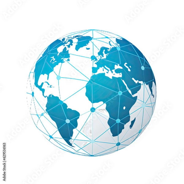 Fototapeta Globe Icon Signifying Global Connections isolated on transparent background. Generative AI.