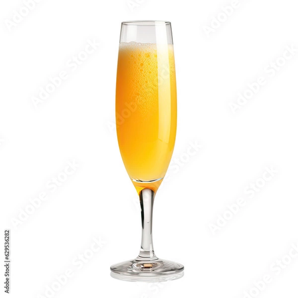 Fototapeta Mimosa in Champagne Flute with Orange Juice and Sparkling Wine isolated on transparent background.