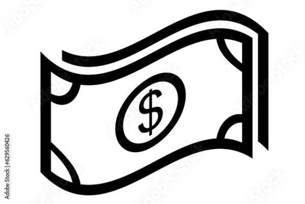 Obraz simple vector waving dollar paper money, Isolated on White