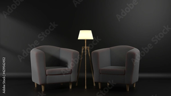 Obraz A studio scene with minimal decorations. 3D rendering
