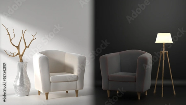 Obraz A studio scene or a room with minimal decorations. 3D rendering