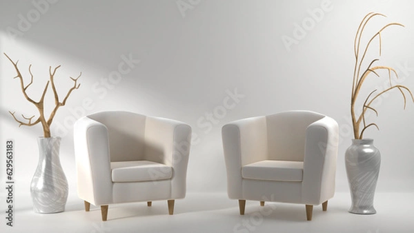 Obraz A studio scene with minimal decorations. 3D rendering