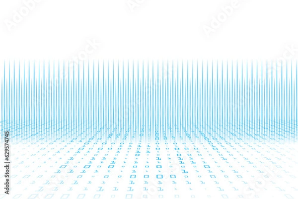 Obraz coding security and futuristic protection technology abstract. binary code on digital lines background.