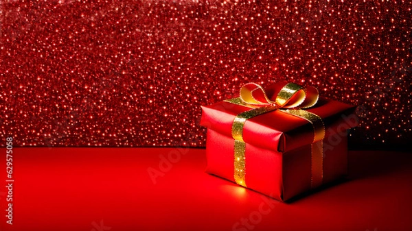 Obraz Weihnachtsgeschenk auf roten Hintergrund