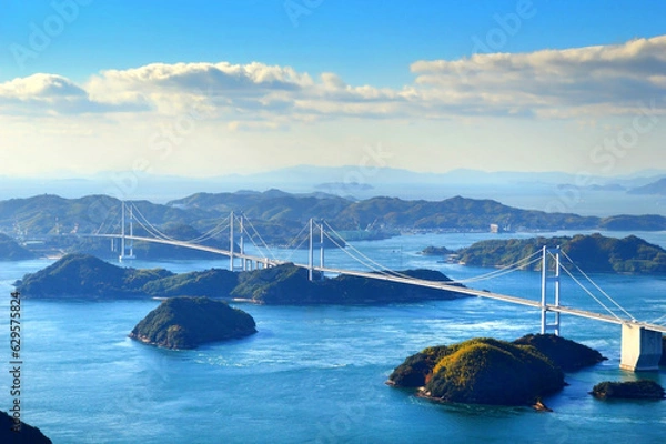 Obraz 愛媛県 亀老山展望台から望むしまなみ海道