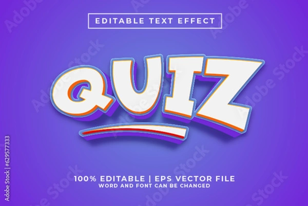 Fototapeta Quiz 3d Editable Text Effect Cartoon Comic Style Premium Vector