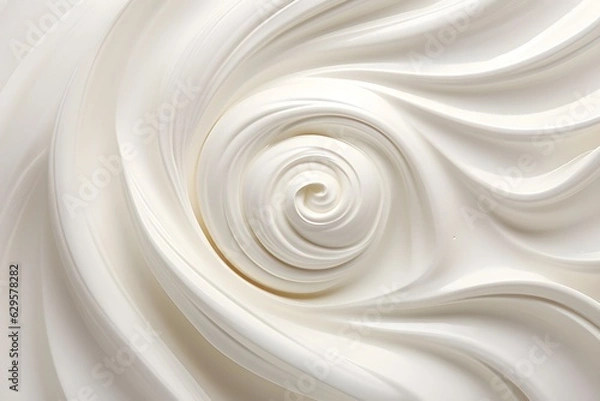 Fototapeta Photo-realistic white cream swirl  created with Generative AI technology