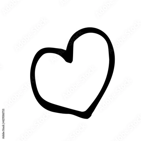 Fototapeta A doodle-style heart on a white background is isolated. The heart can be used for decoration for all holidays including New Year, Christmas, Valentine's Day