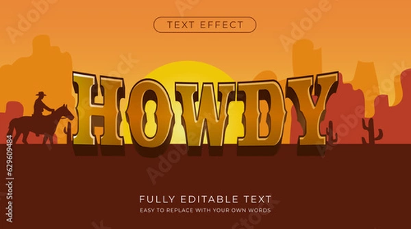 Fototapeta Howdy 3d style text effect editable vector font effect