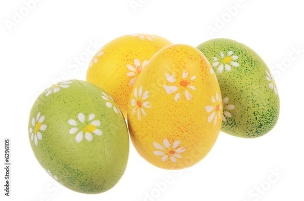 Fototapeta flower painted Easter eggs isolated on white