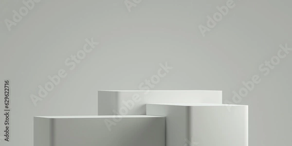 Fototapeta 3d minimal background. 3d geometric podium with white background for perfume and cosmetic presentation. 3d rendering illustration.
