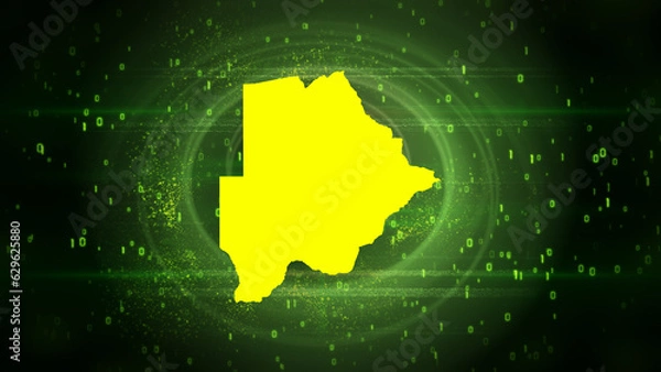 Obraz Botswana Map on Digital Technology Background