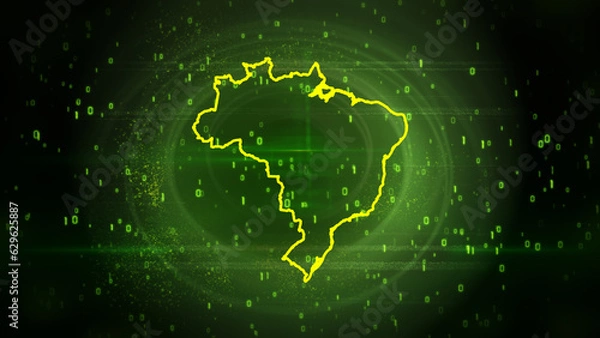 Obraz Brazil Map on Digital Technology Background