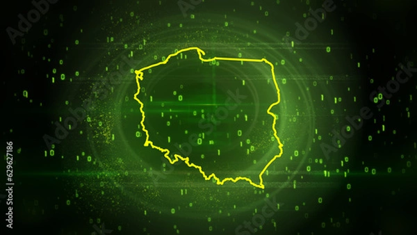 Obraz Poland Map on Digital Technology Background
