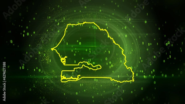 Obraz Senegal Map on Digital Technology Background
