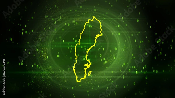 Obraz Sweden Map on Digital Technology Background
