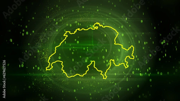 Obraz Switzerland Map on Digital Technology Background
