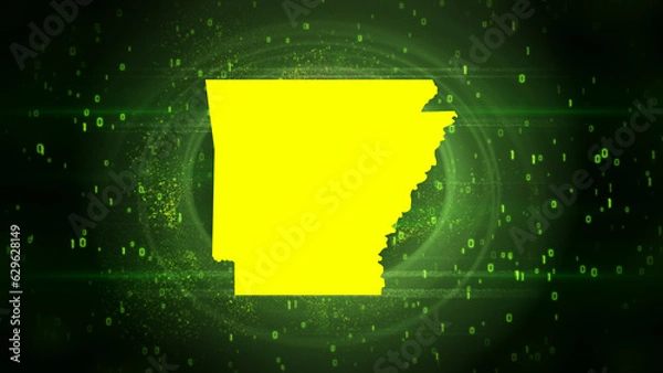 Obraz Arkansas State Map on Digital Technology Background