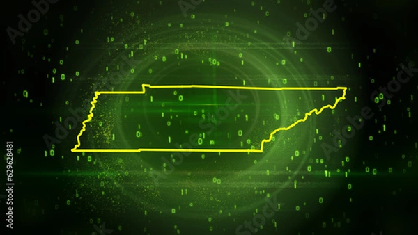 Obraz Tennessee State Map on Digital Technology Background