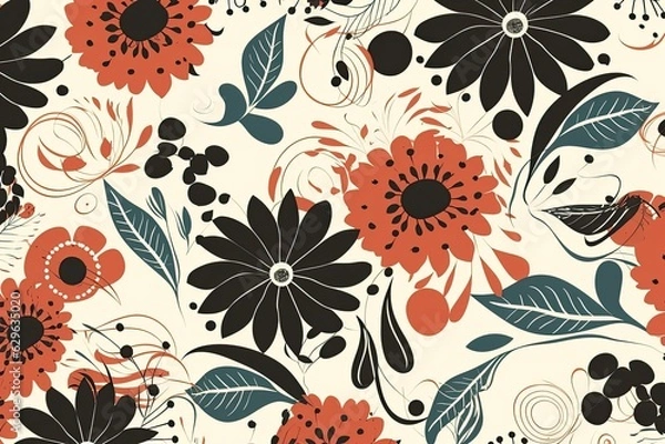 Fototapeta seamless pattern with flowers