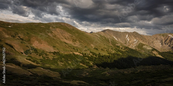 Fototapeta Golden hour storms form over Loveland Pass in Summit County, Colorado