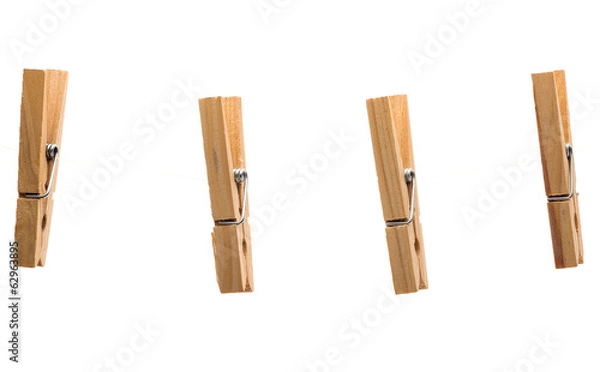 Obraz Clothespins on white background