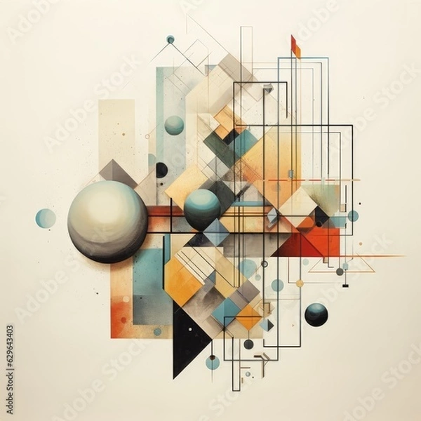 Fototapeta Geometric Art with lines and shapes
