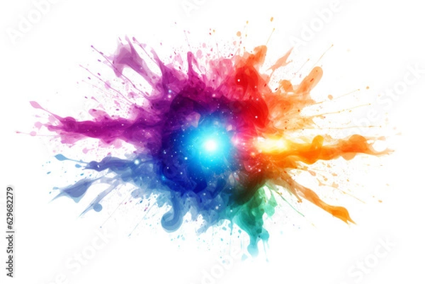 Obraz Colorful explosion isolated on transparent background , generative ai