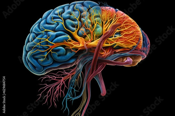 Fototapeta Brain head human mental idea mind 3D illustration background