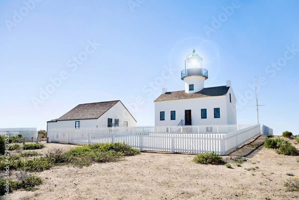 Fototapeta lighthouse on hilltop